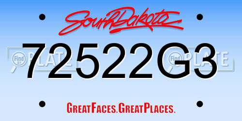 72522G3 South Dakota License Plate