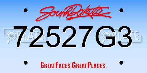 72527G3 South Dakota License Plate