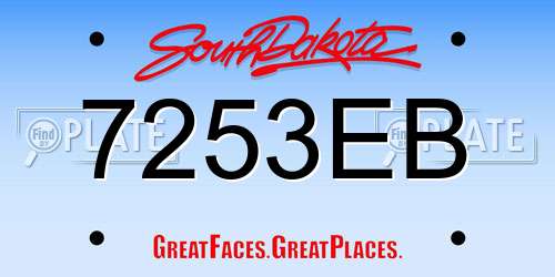 7253EB South Dakota License Plate