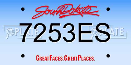 7253ES South Dakota License Plate