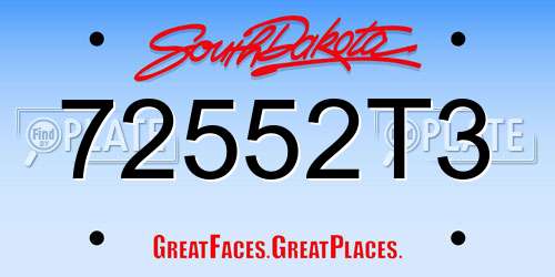 72552T3 South Dakota License Plate