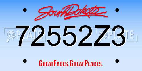 72552Z3 South Dakota License Plate