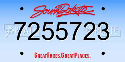 7255723 South Dakota License Plate