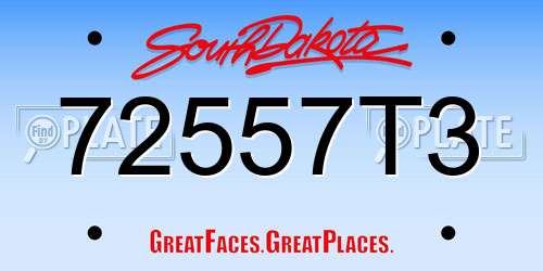 72557T3 South Dakota License Plate