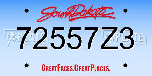 72557Z3 South Dakota License Plate