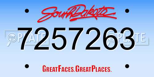7257263 South Dakota License Plate
