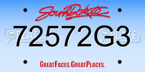72572G3 South Dakota License Plate