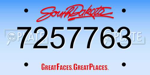 7257763 South Dakota License Plate
