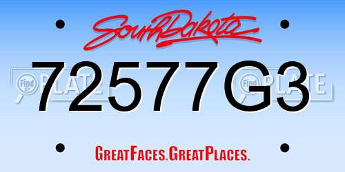 72577G3 South Dakota License Plate