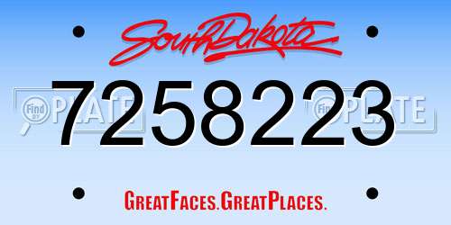 7258223 South Dakota License Plate