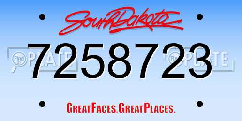 7258723 South Dakota License Plate