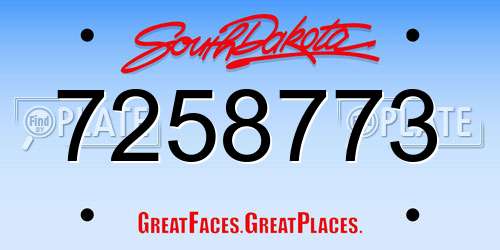 7258773 South Dakota License Plate