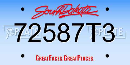 72587T3 South Dakota License Plate