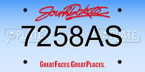 7258AS South Dakota License Plate
