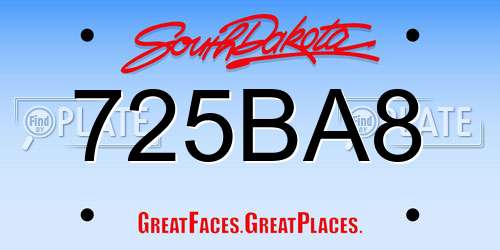 725BA8 South Dakota License Plate