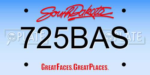 725BAS South Dakota License Plate