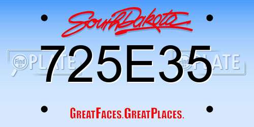 725E35 South Dakota License Plate