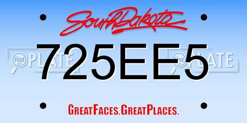 725EE5 South Dakota License Plate
