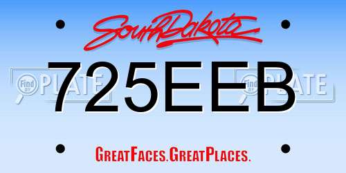 725EEB South Dakota License Plate