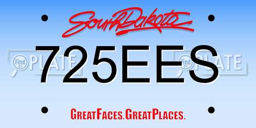 725EES South Dakota License Plate