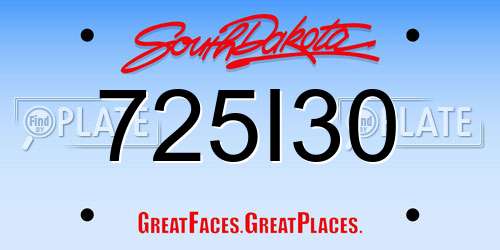 725I30 South Dakota License Plate