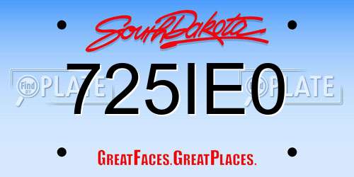 725IE0 South Dakota License Plate