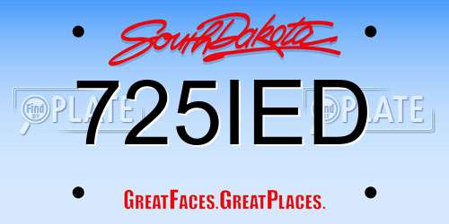 725IED South Dakota License Plate