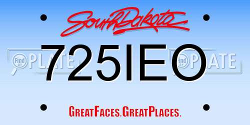 725IEO South Dakota License Plate