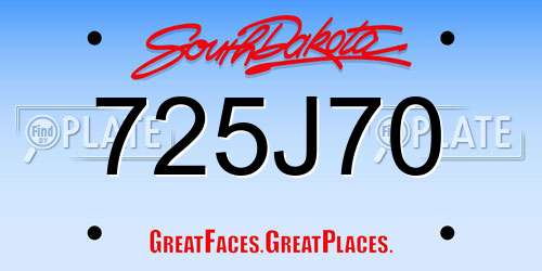 725J70 South Dakota License Plate