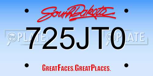725JT0 South Dakota License Plate