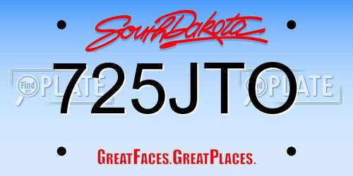 725JTO South Dakota License Plate
