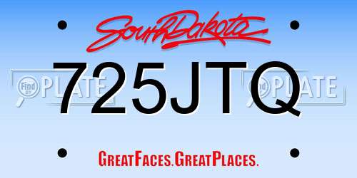 725JTQ South Dakota License Plate