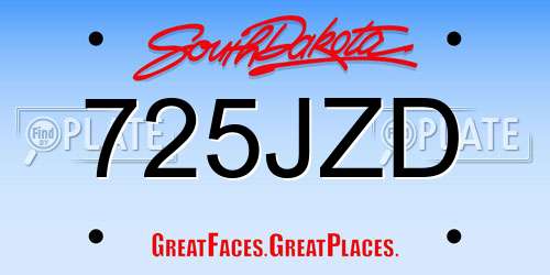 725JZD South Dakota License Plate