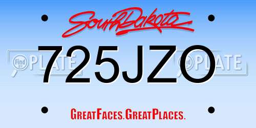 725JZO South Dakota License Plate