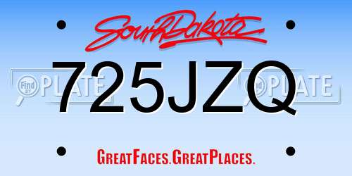725JZQ South Dakota License Plate