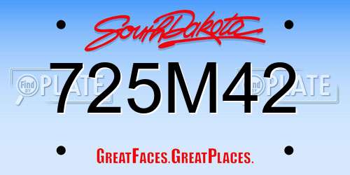 725M42 South Dakota License Plate