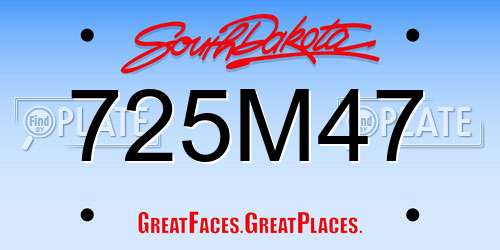 725M47 South Dakota License Plate
