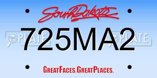 725MA2 South Dakota License Plate