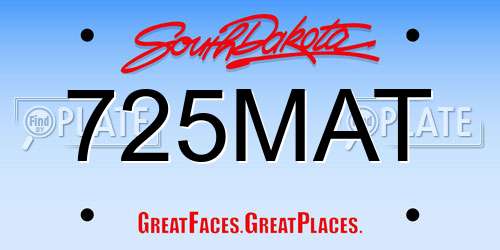 725MAT South Dakota License Plate