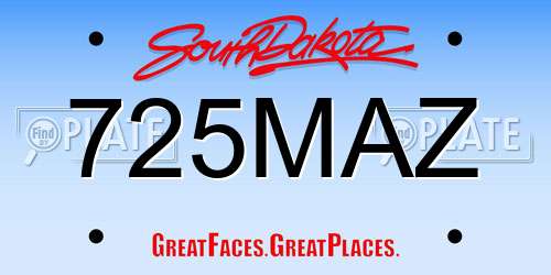 725MAZ South Dakota License Plate