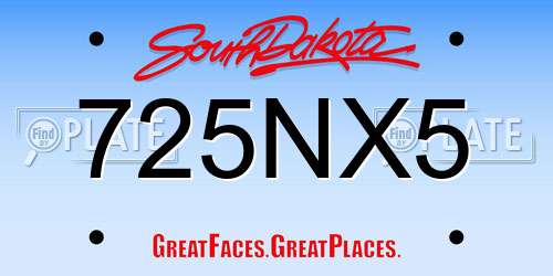 725NX5 South Dakota License Plate