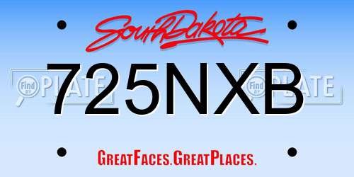 725NXB South Dakota License Plate