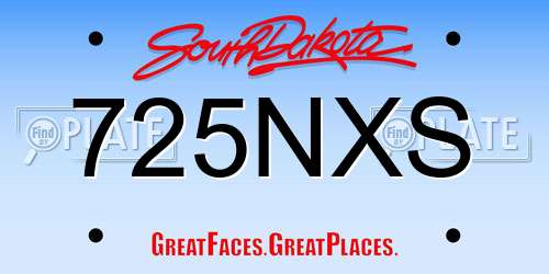 725NXS South Dakota License Plate