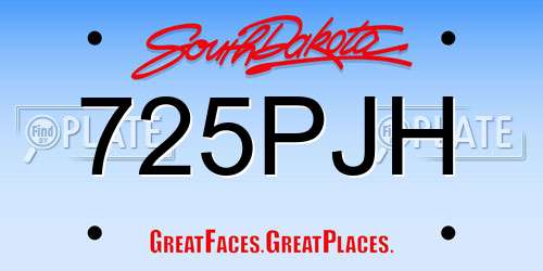 725PJH South Dakota License Plate