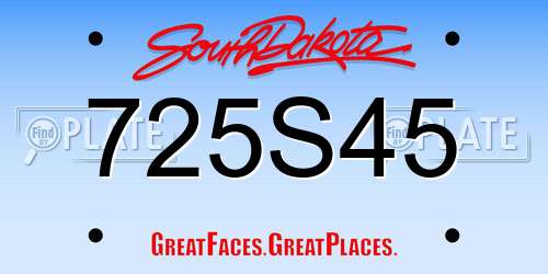 725S45 South Dakota License Plate