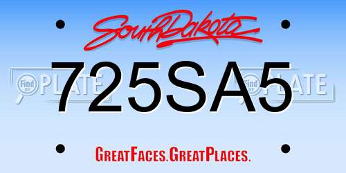 725SA5 South Dakota License Plate