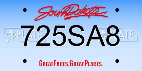 725SA8 South Dakota License Plate