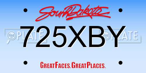725XBY South Dakota License Plate