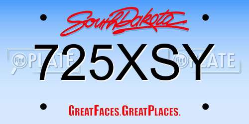 725XSY South Dakota License Plate