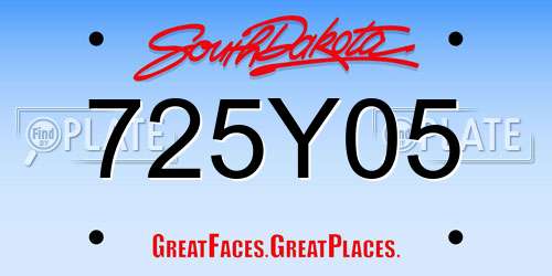 725Y05 South Dakota License Plate